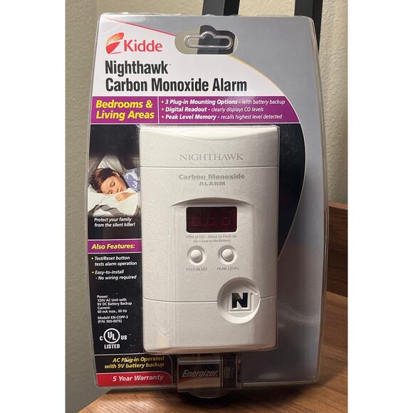 Kidde Nighthawk Carbon Monoxide Alarm KN-COPP-3 Plug In w/ Battery Backup NEW - Picture 1 of 2